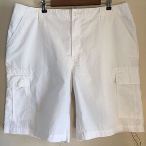 Boca Cargo Shorts Mens 42 White Cotton Blend Lightweight Flat Front 10.5 Inseam